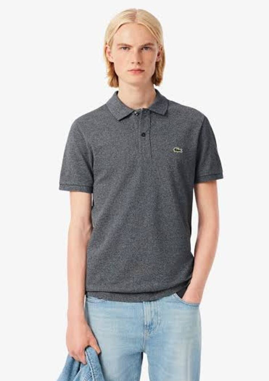 Lacoste Slim Fit Polo Shirt Flamed Gray Cotton Pique Short Sleeve Men's L